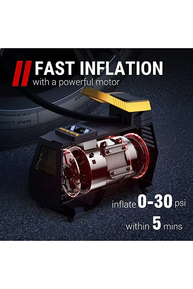 Eragon ERG-520 Dijital Basınç Göstergeli Oto Lastik Şişirme Pompası Hava Kompresörü